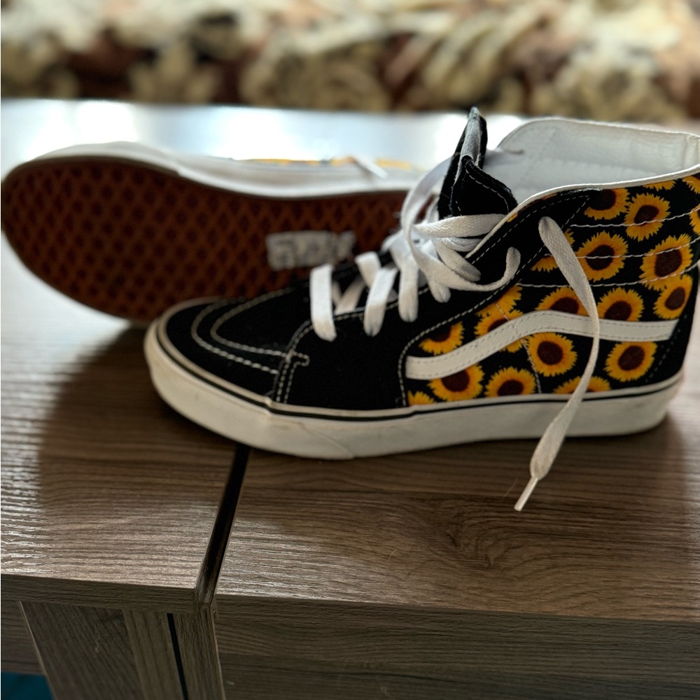Vans Kids Sunflower Print High-Top Sneakers - Black and Yellow